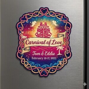 Cruise Door Magnet  Valentine Cruise Carnival of Love Personalized Names & Dates